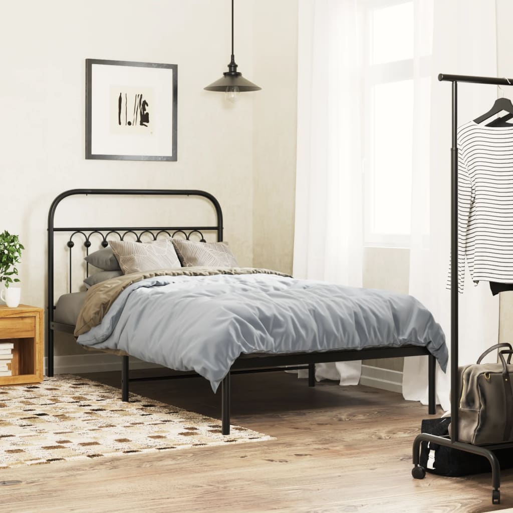 sengeramme med sengegavl 100x190 cm metal sort