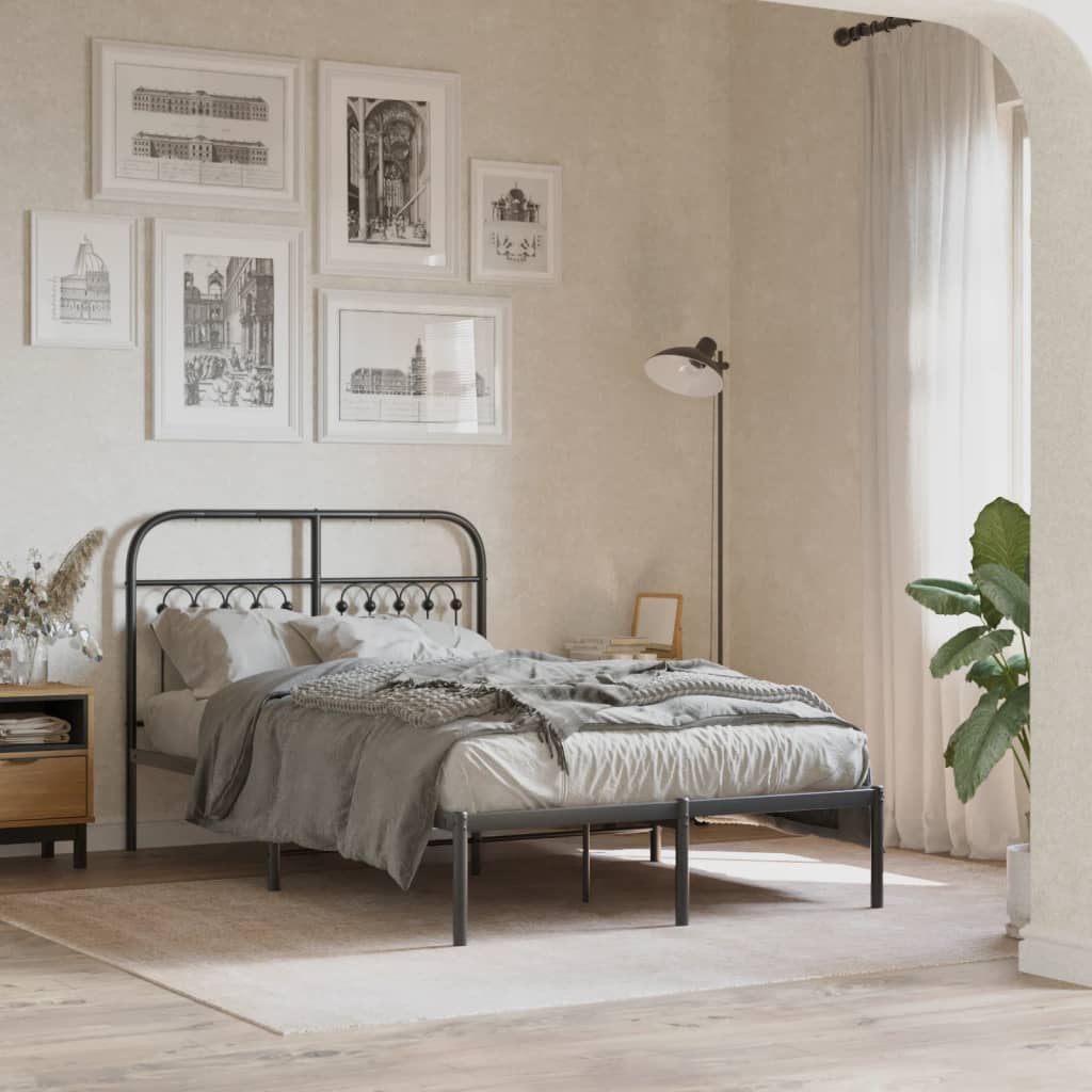 sengeramme med sengegavl 120x200 cm metal sort
