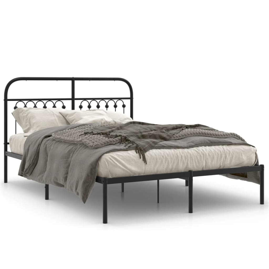 sengeramme med sengegavl 140x200 cm metal sort
