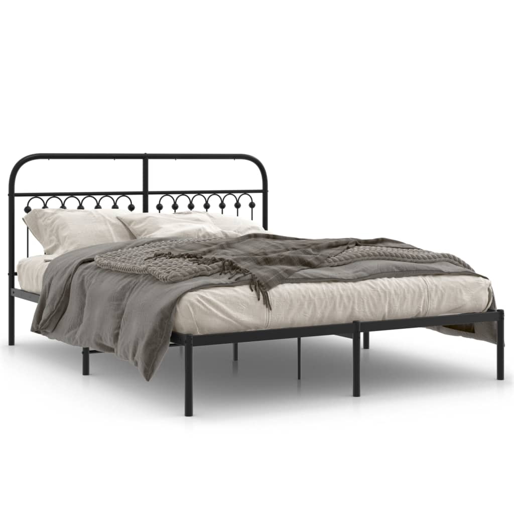 sengeramme med sengegavl 150x200 cm metal sort