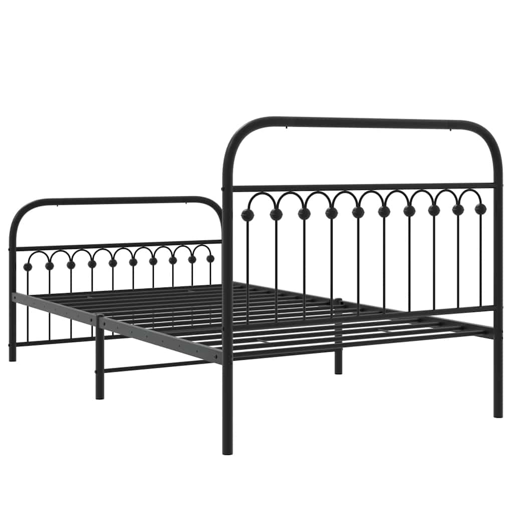 sengeramme med sengegavl og fodgærde 107x203 cm metal sort
