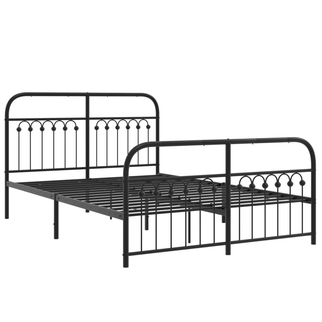 sengeramme med sengegavl og fodgærde 140x190 cm metal sort
