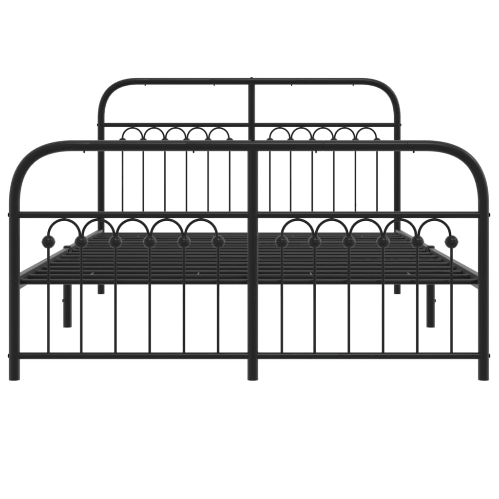 sengeramme med sengegavl og fodgærde 140x190 cm metal sort