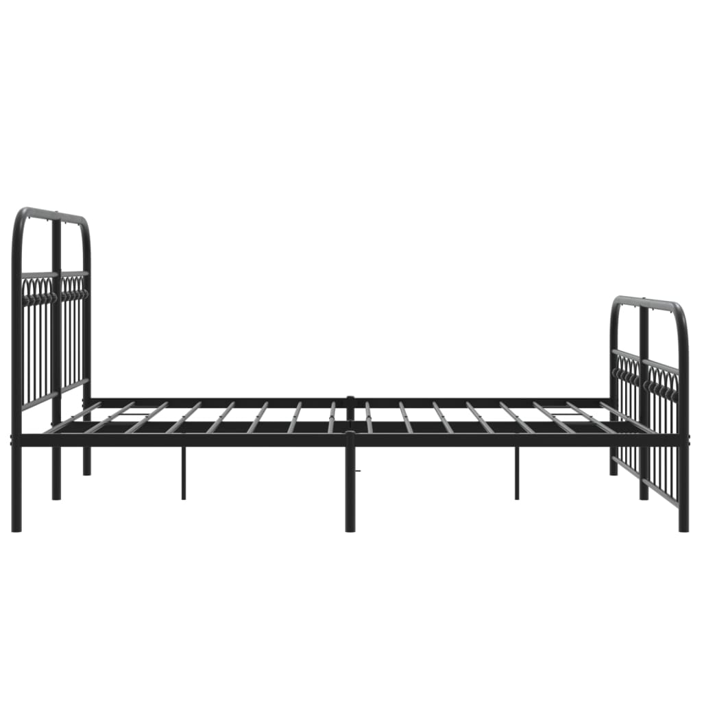 sengeramme med sengegavl og fodgærde 140x190 cm metal sort
