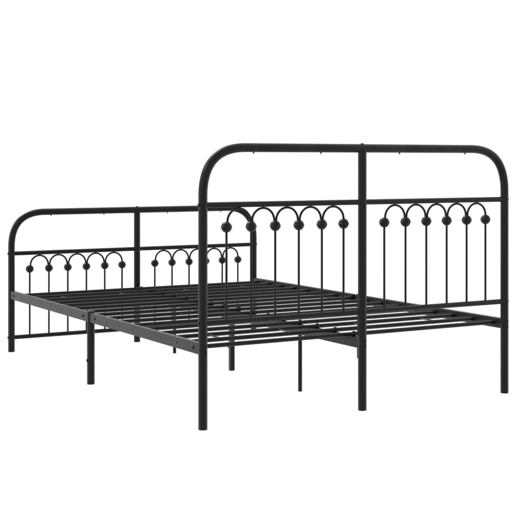 sengeramme med sengegavl og fodgærde 140x190 cm metal sort