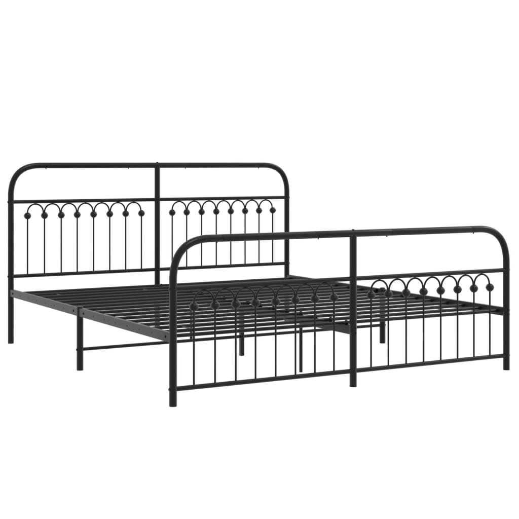 sengeramme med sengegavl og fodgærde 183x213 cm metal sort