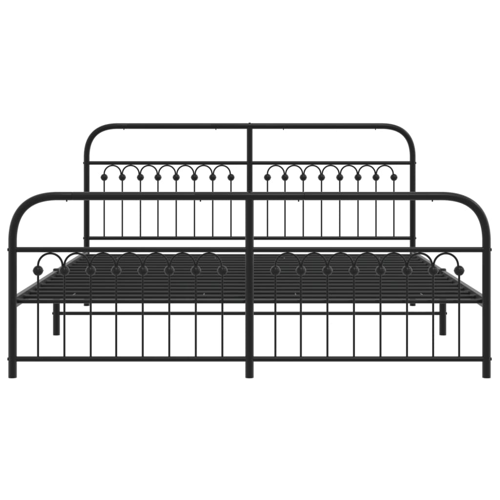 sengeramme med sengegavl og fodgærde 183x213 cm metal sort