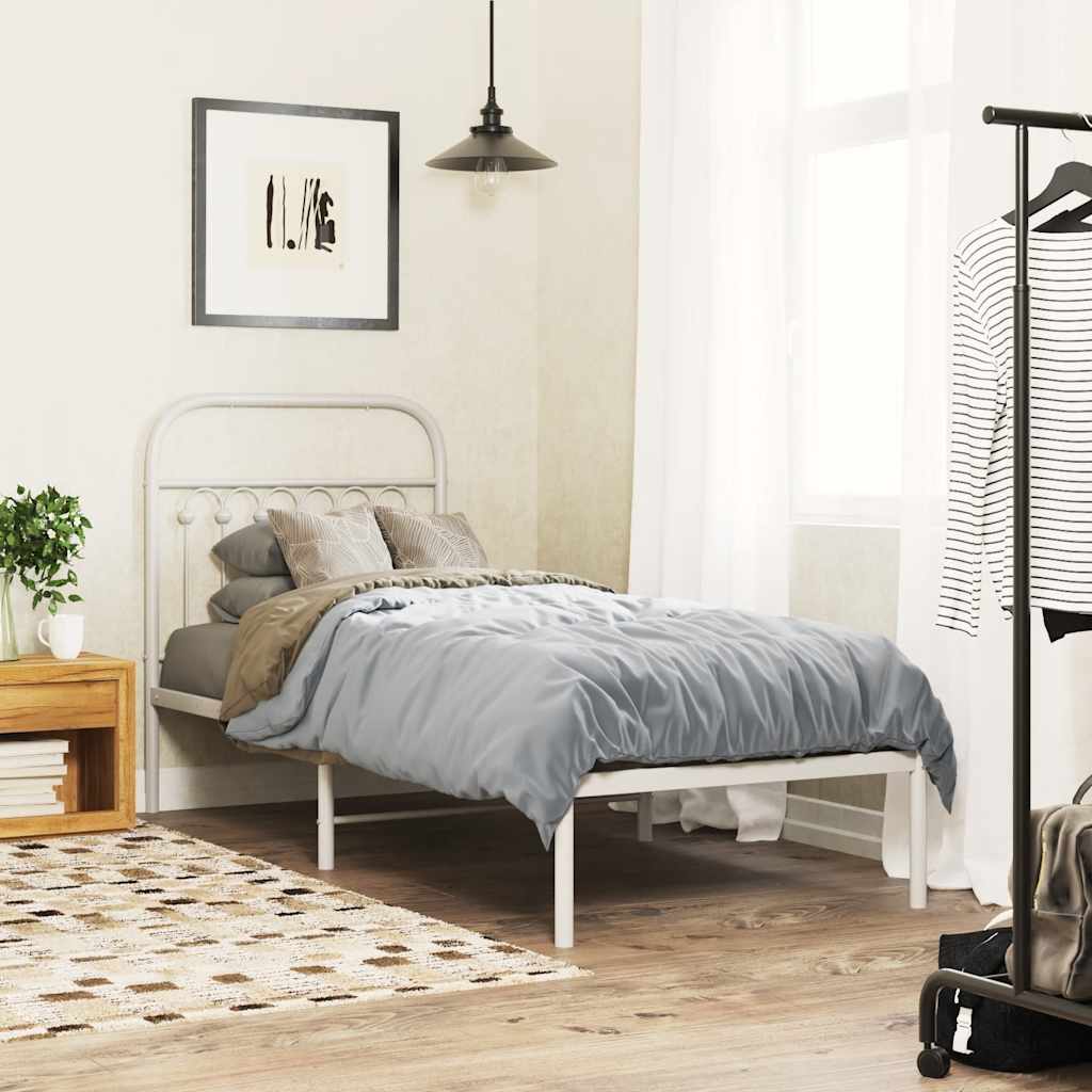 sengeramme uden madras med hovedgærde 75x190 cm hvid