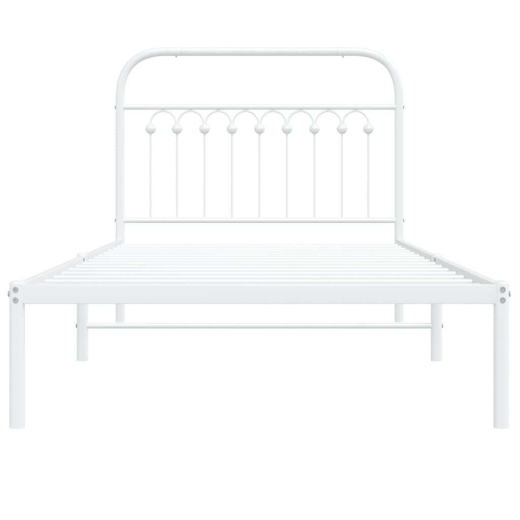 sengeramme med sengegavl 100x190 cm metal hvid