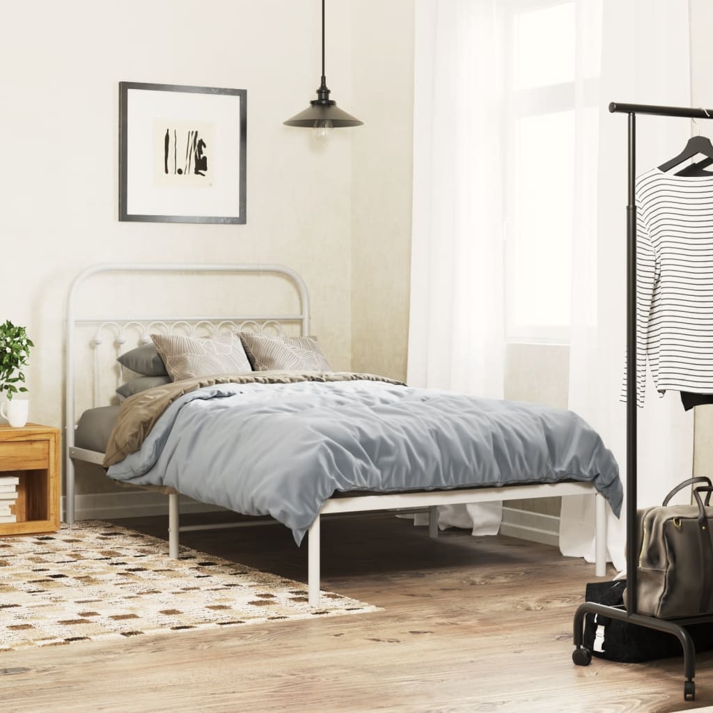 sengeramme med sengegavl 100x190 cm metal hvid