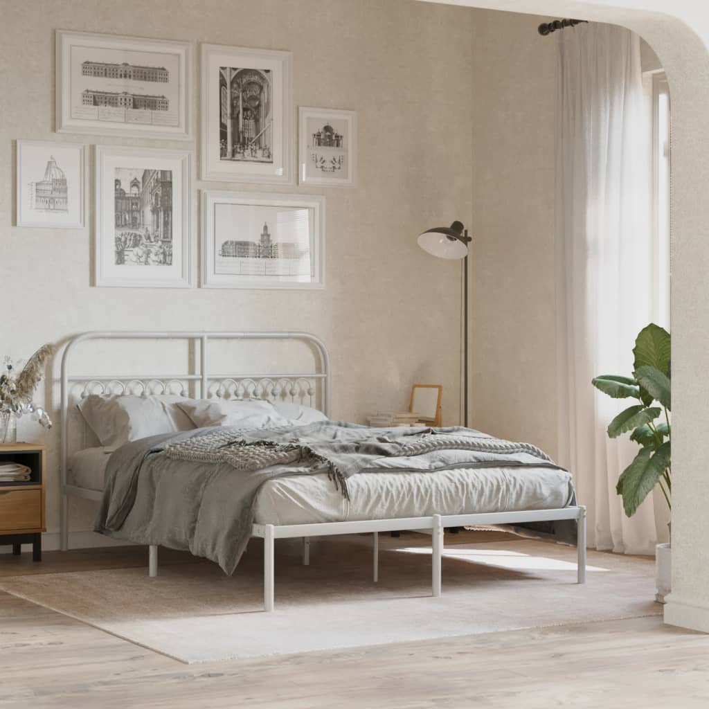 sengeramme med sengegavl 140x190 cm metal hvid