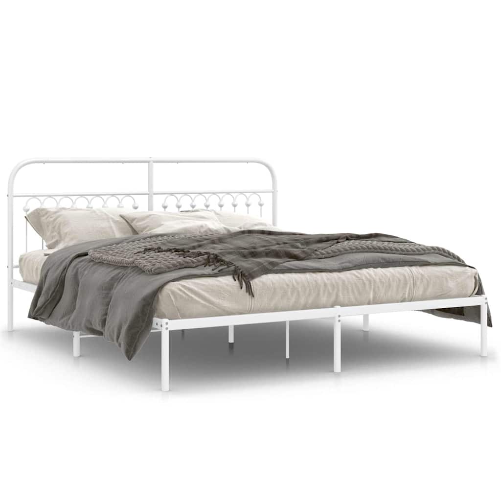 sengeramme med sengegavl 183x203 cm metal hvid