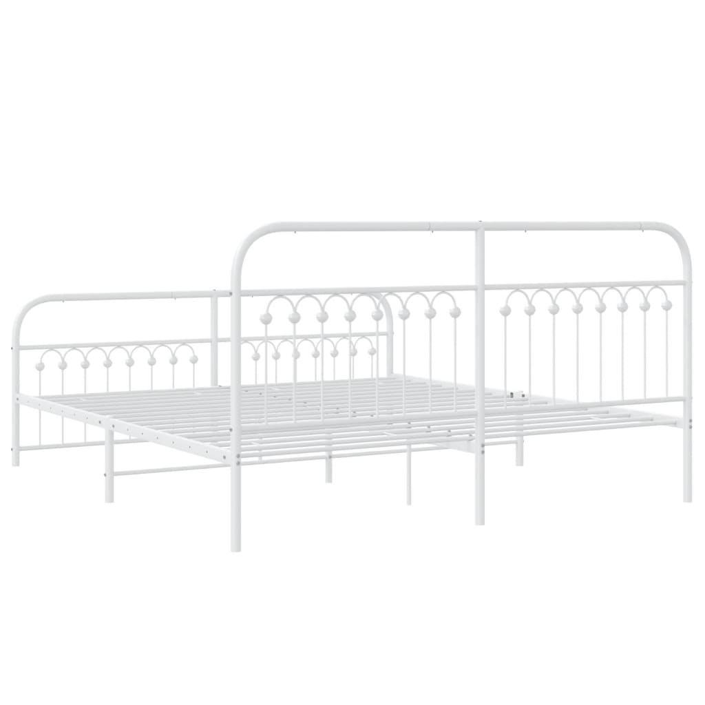 sengeramme med sengegavl og fodgærde 183x203 cm metal hvid