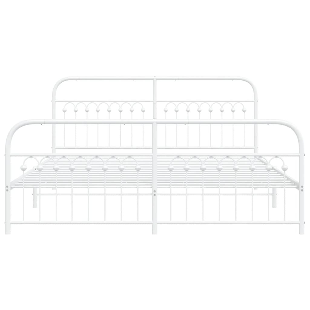 sengeramme med sengegavl og fodgærde 183x213 cm metal hvid