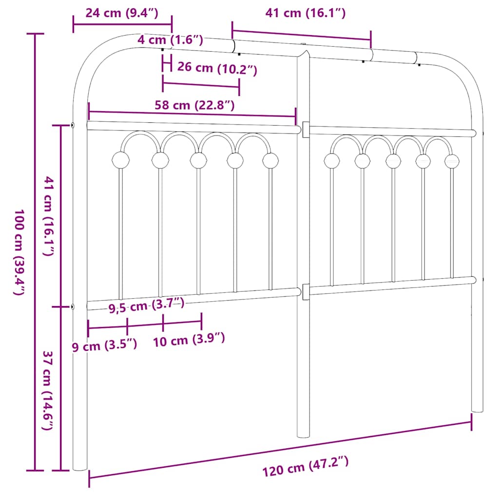 udskiftningsgavl 120 cm metal hvid