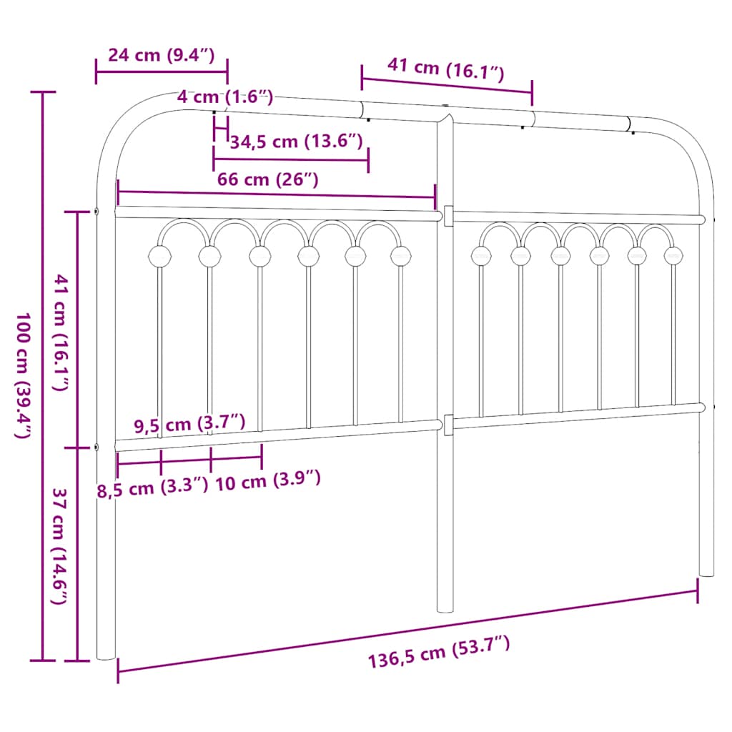 udskiftningsgavl 135 cm metal hvid