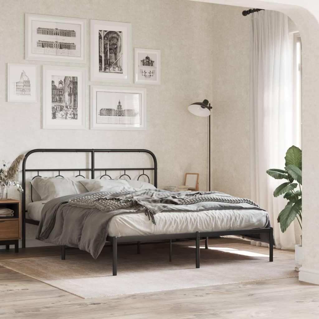 sengeramme med sengegavl 140x200 cm metal sort