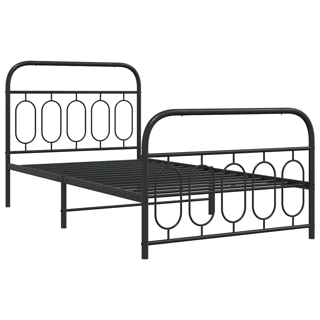 sengeramme med sengegavl og fodgærde 100x190 cm metal sort