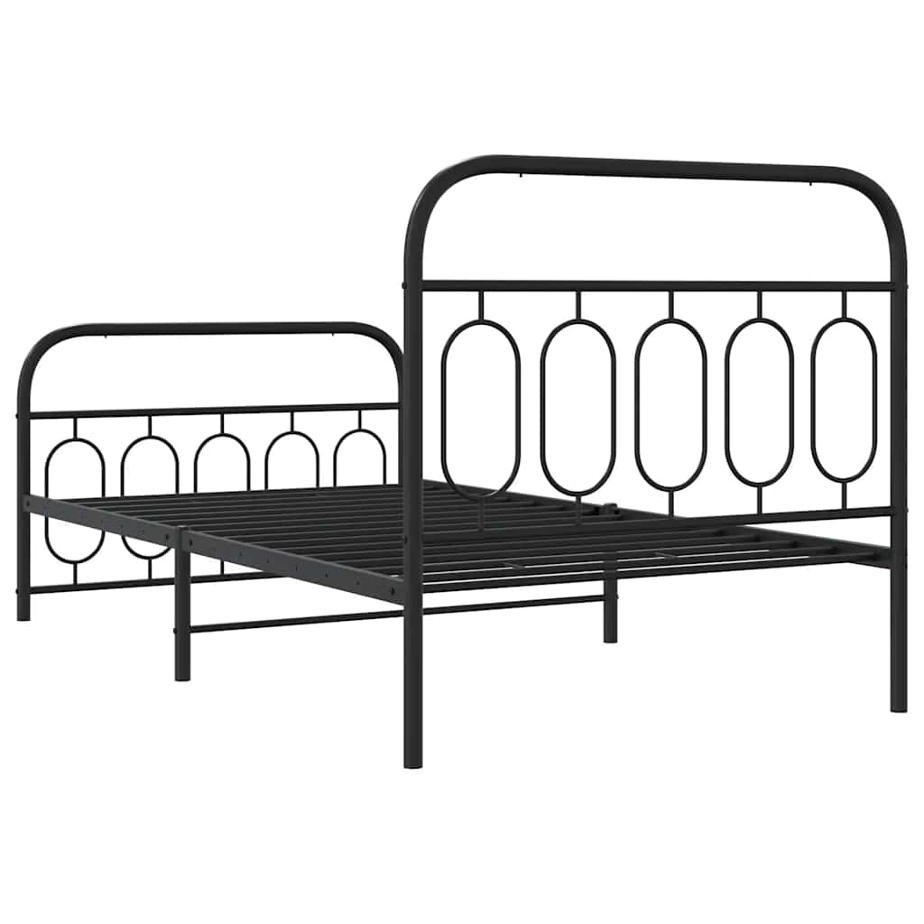 sengeramme med sengegavl og fodgærde 100x190 cm metal sort