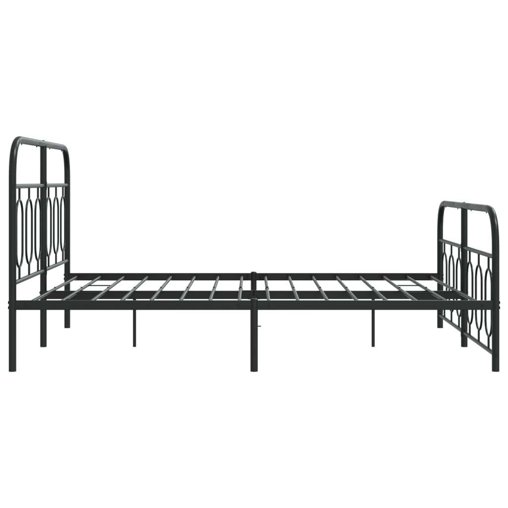 sengeramme med sengegavl og fodgærde 135x190 cm metal sort