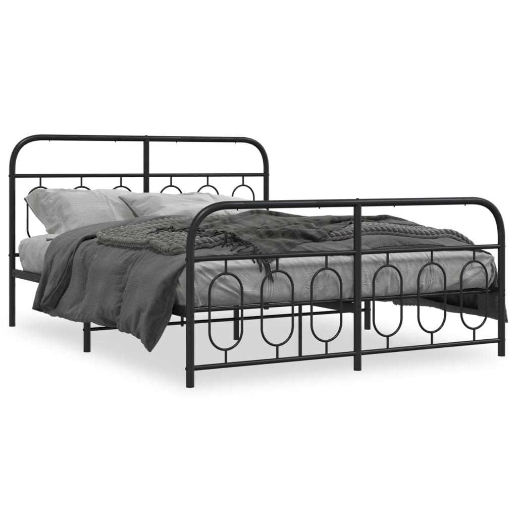 sengeramme med sengegavl og fodgærde 140x190 cm metal sort