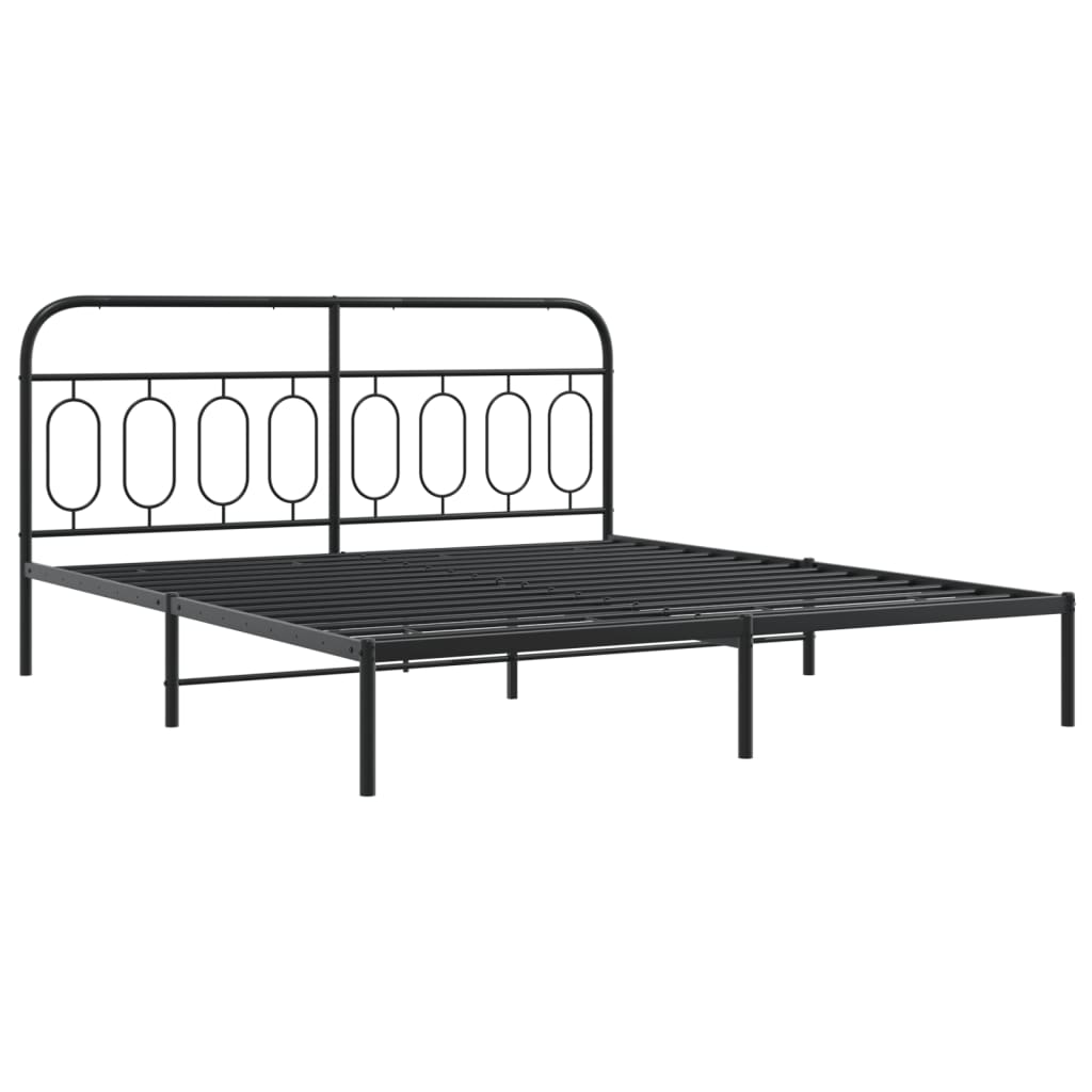 sengeramme med sengegavl og fodgærde 183x213 cm metal sort