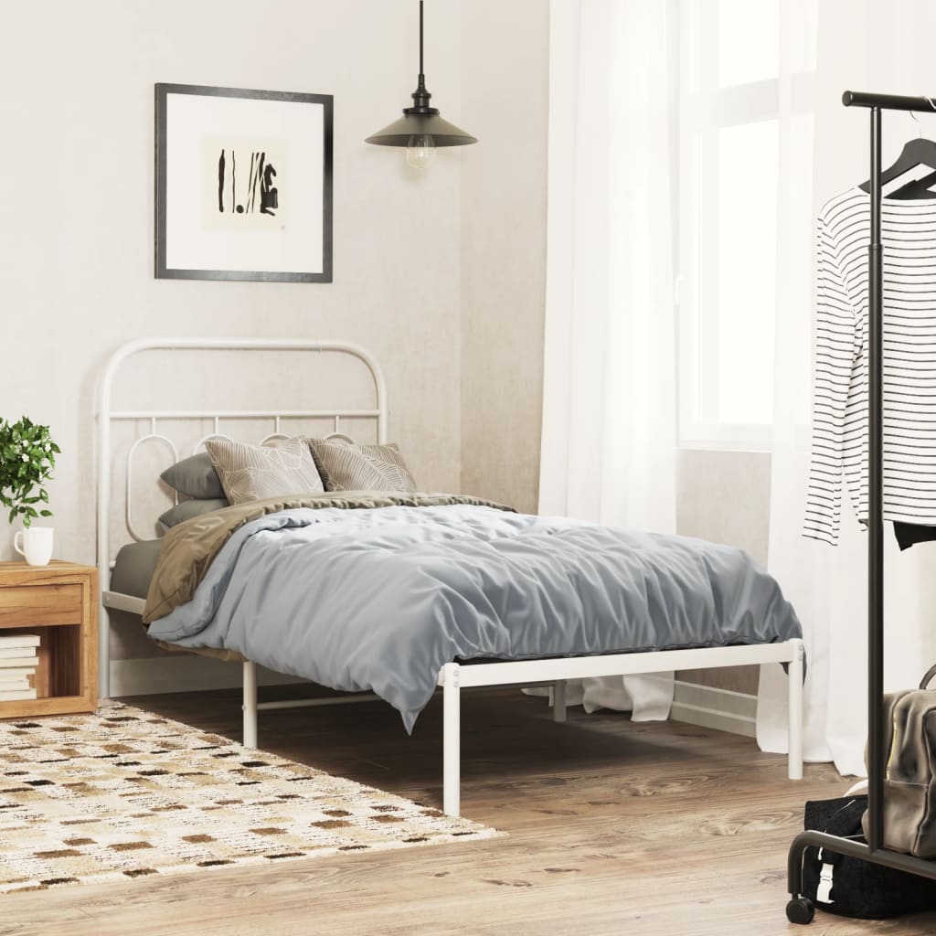 sengeramme med sengegavl 90x200 cm metal hvid