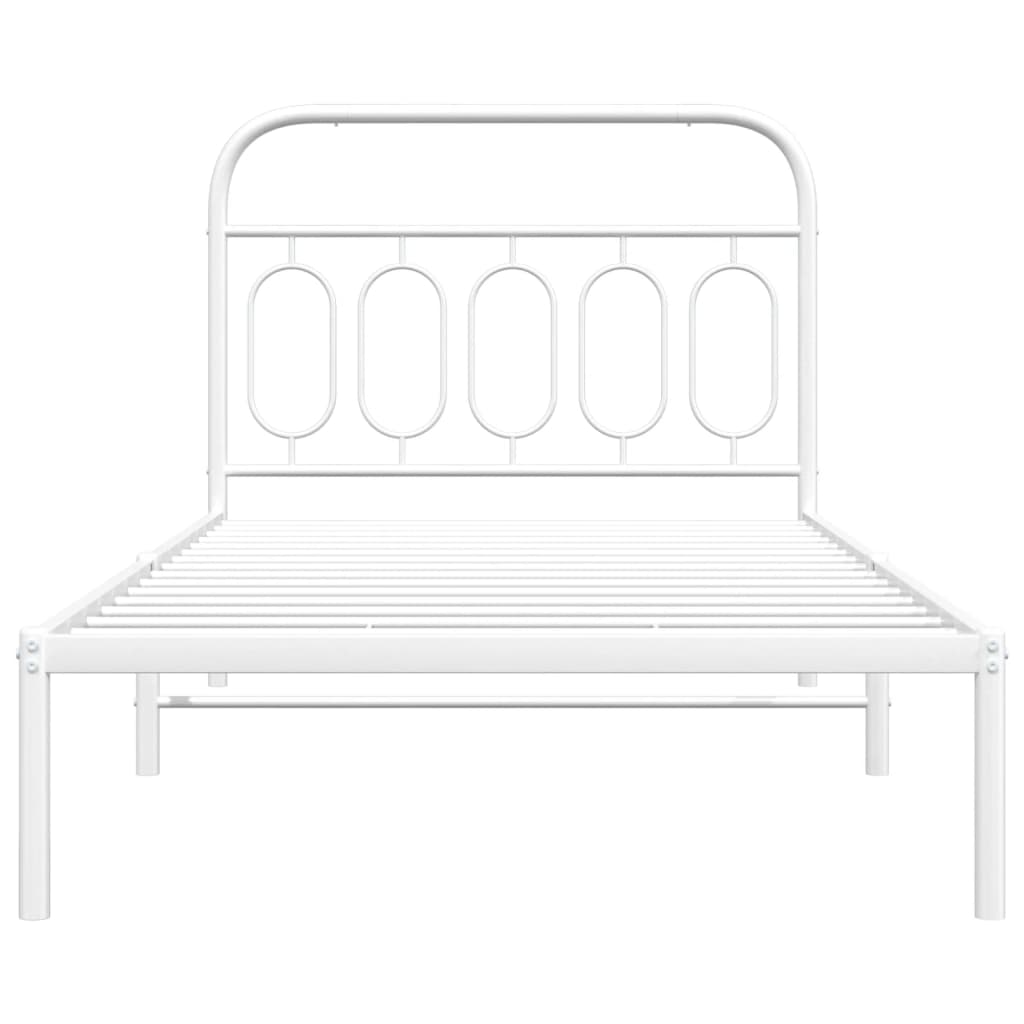 sengeramme med sengegavl 100x190 cm metal hvid
