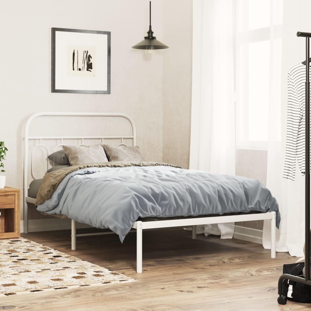 sengeramme med sengegavl 100x200 cm metal hvid