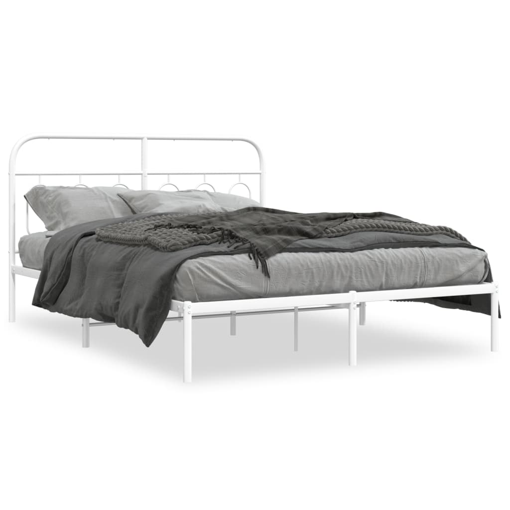 sengeramme med sengegavl 150x200 cm metal hvid