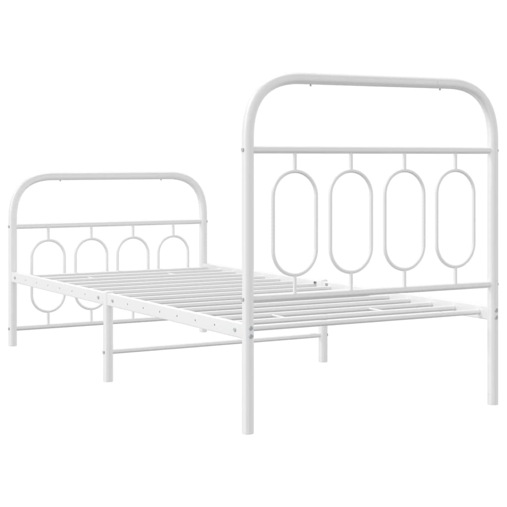 sengeramme med sengegavl og fodgærde 90x190 cm metal hvid
