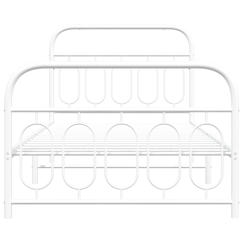 sengeramme med sengegavl og fodgærde 107x203 cm metal hvid