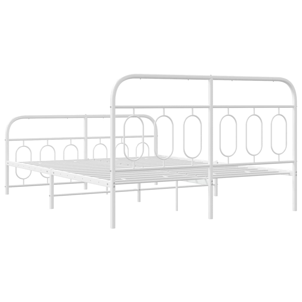 sengeramme med sengegavl og fodgærde 135x190 cm metal hvid
