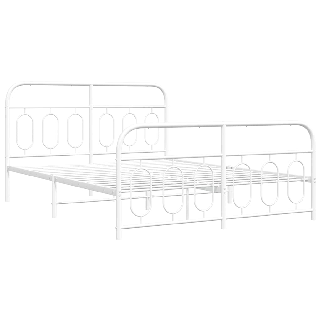 sengeramme med sengegavl og fodgærde 140x200 cm metal hvid