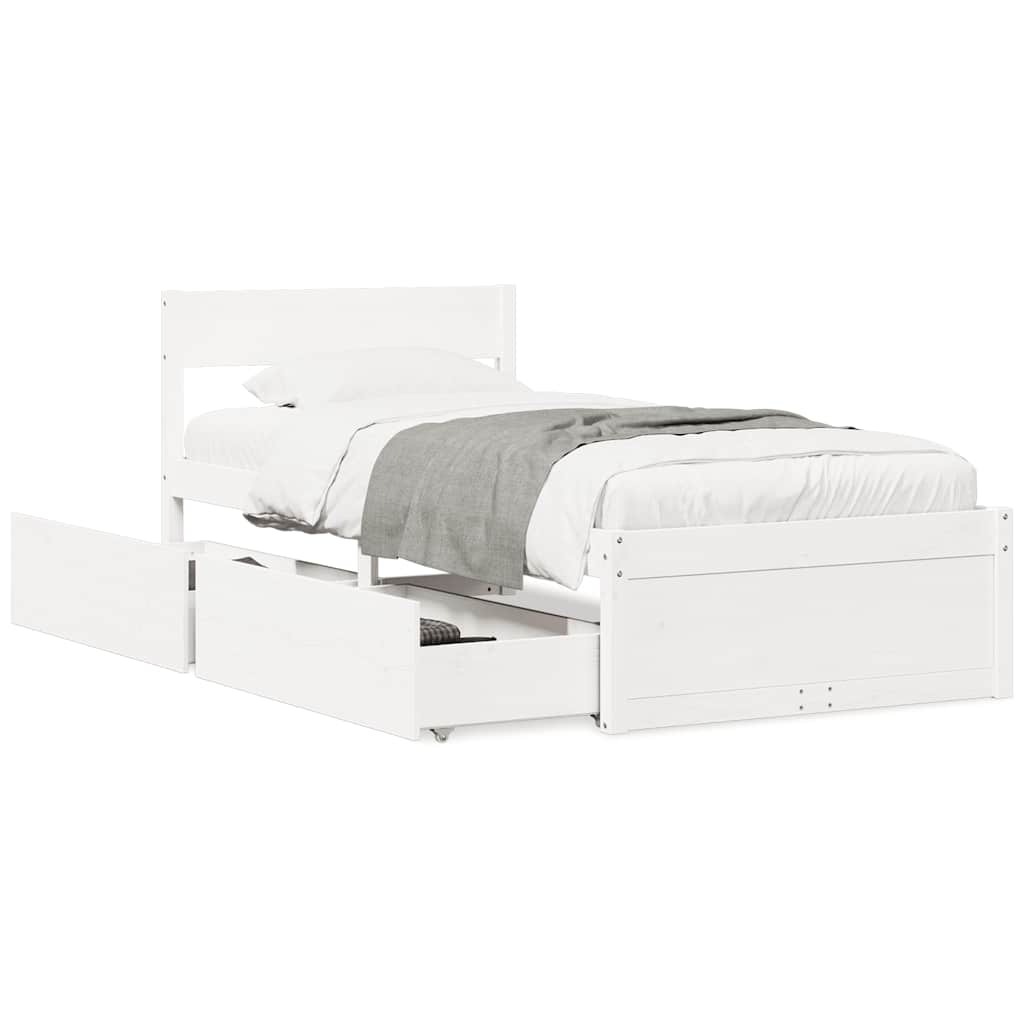 sengeramme uden madras 100x200 cm massivt fyrretræ hvid