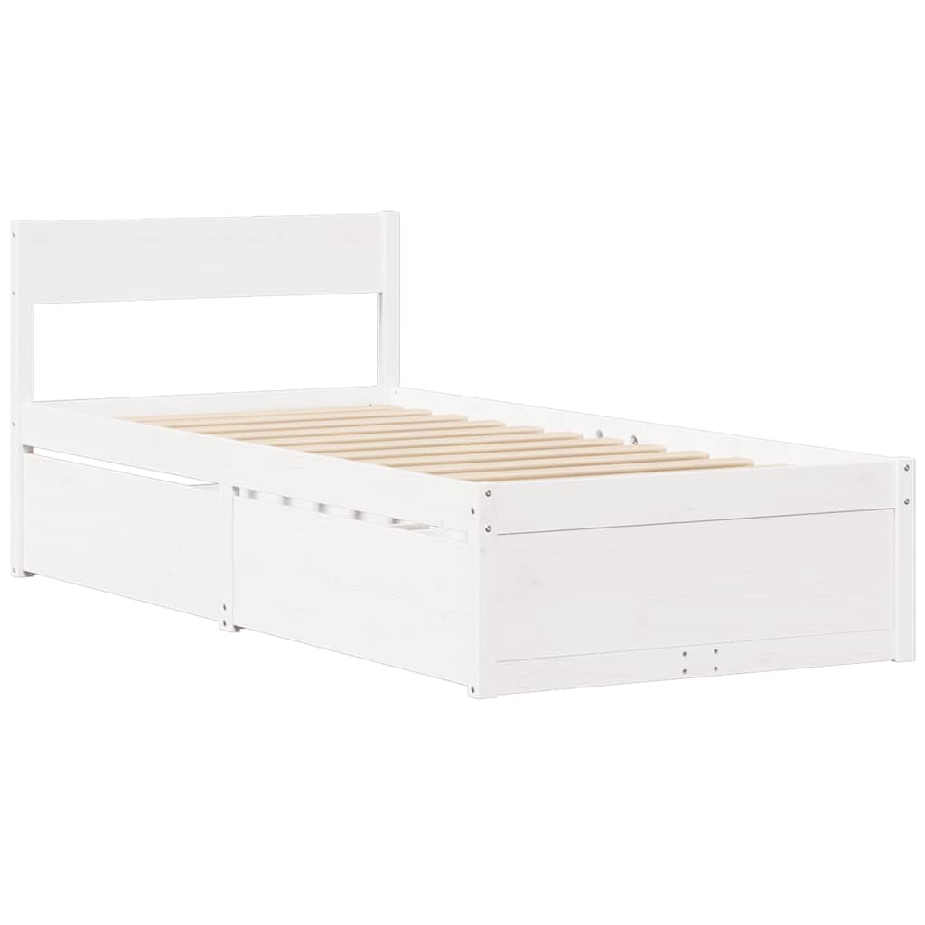 sengeramme uden madras 100x200 cm massivt fyrretræ hvid