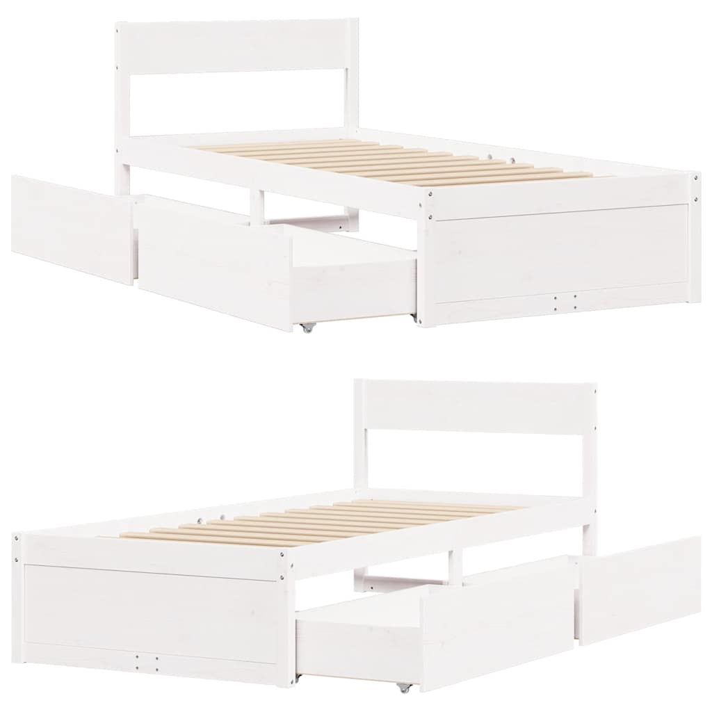 sengeramme uden madras 100x200 cm massivt fyrretræ hvid