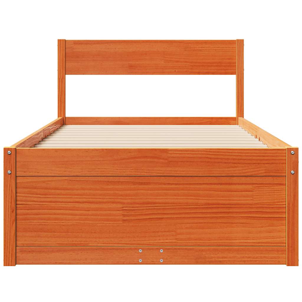 sengeramme uden madras 90x190 cm massivt fyrretræ gyldenbrun