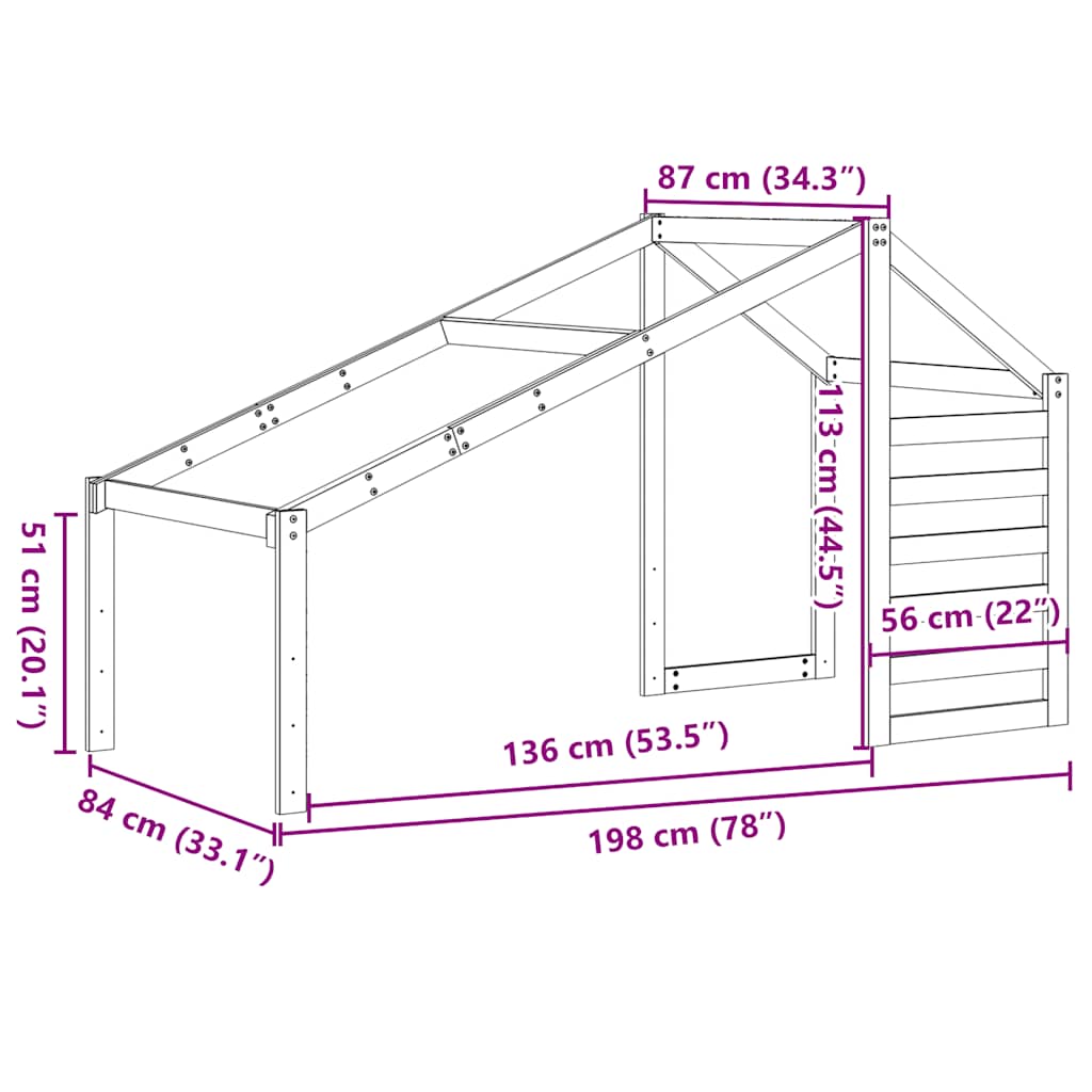 stel til husseng 198x87x113 cm massivt fyrretræ gyldenbrun