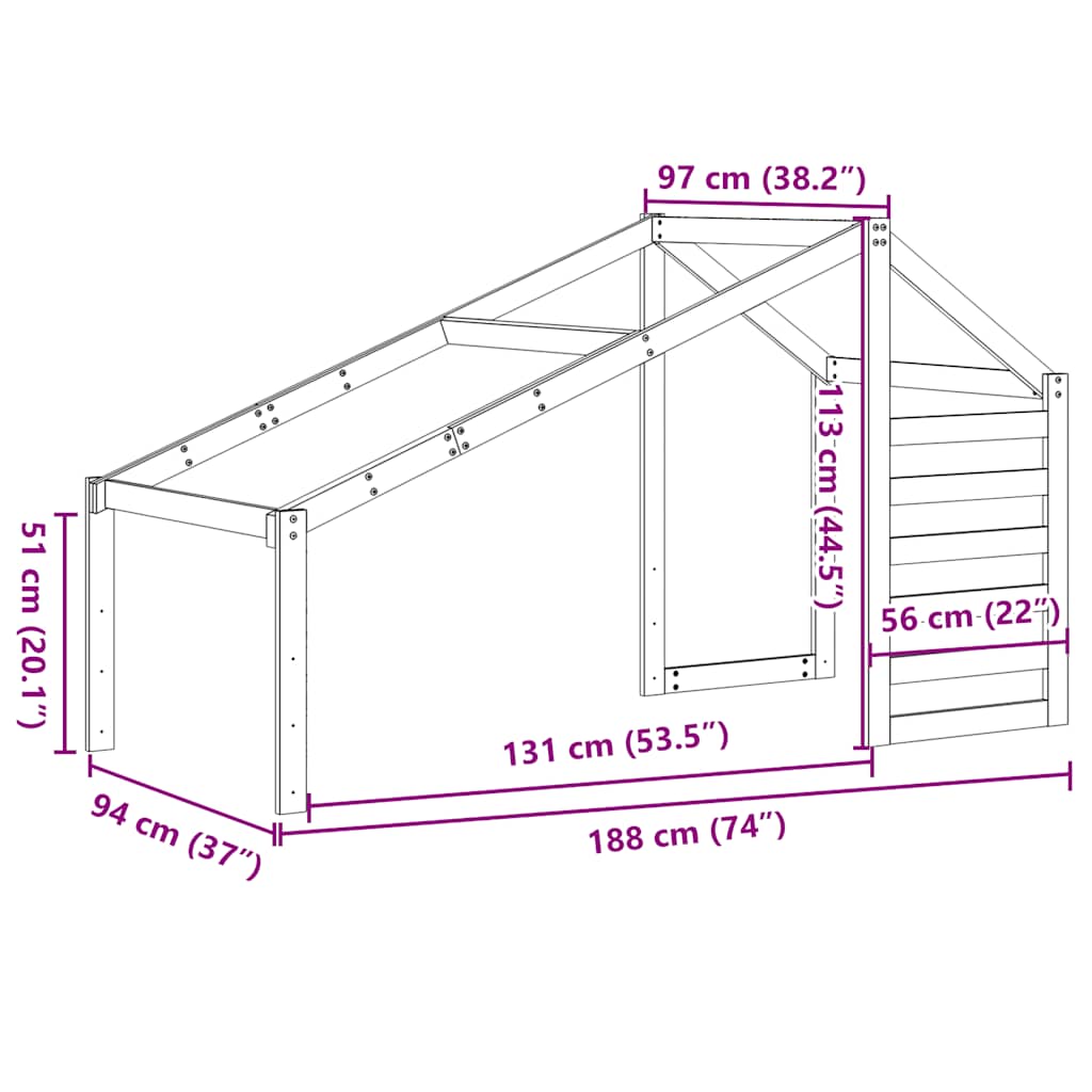 stel til husseng 188x97x113 cm massivt fyrretræ hvid
