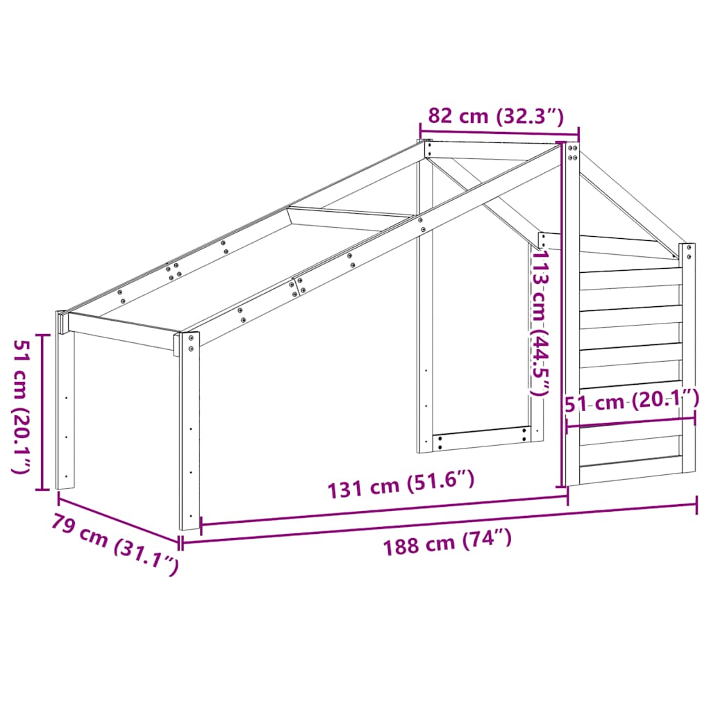 stel til husseng 188x82x113 cm massivt fyrretræ