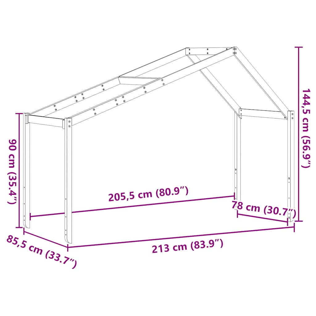 stel til husseng 213x85,5x144,5 cm massivt fyrretræ gyldenbrun