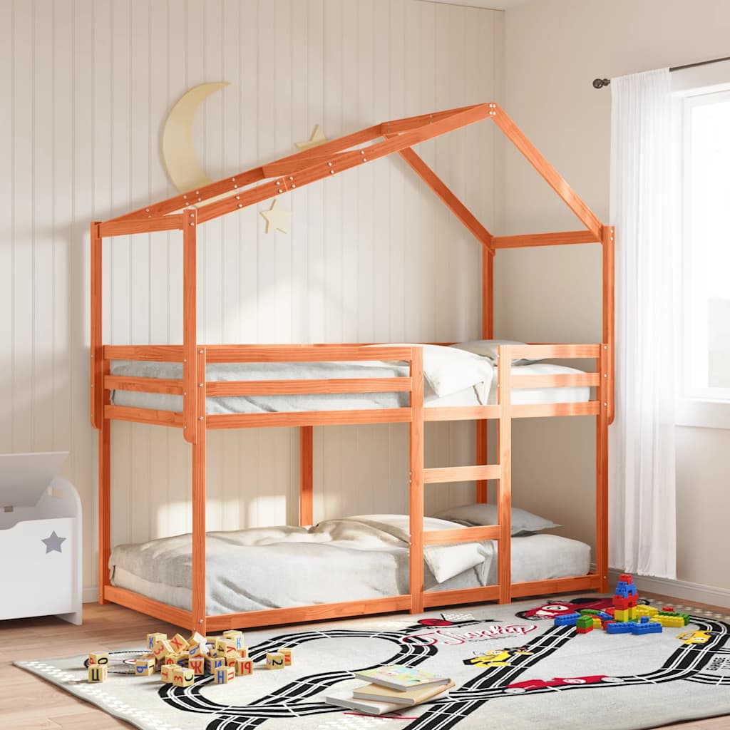 stel til husseng 213x85,5x144,5 cm massivt fyrretræ gyldenbrun