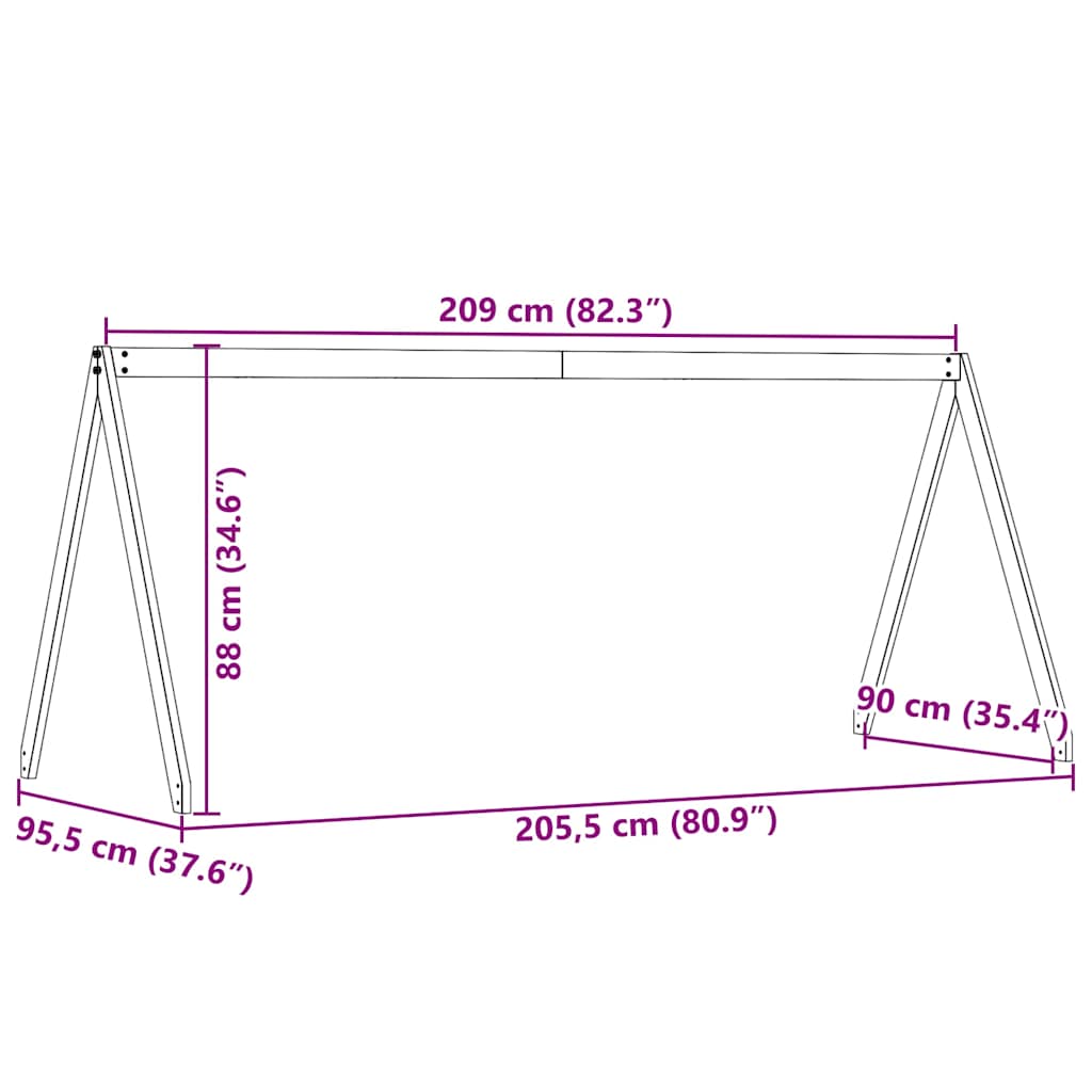 stel til husseng 209x95,5x88 cm massivt fyrretræ hvid