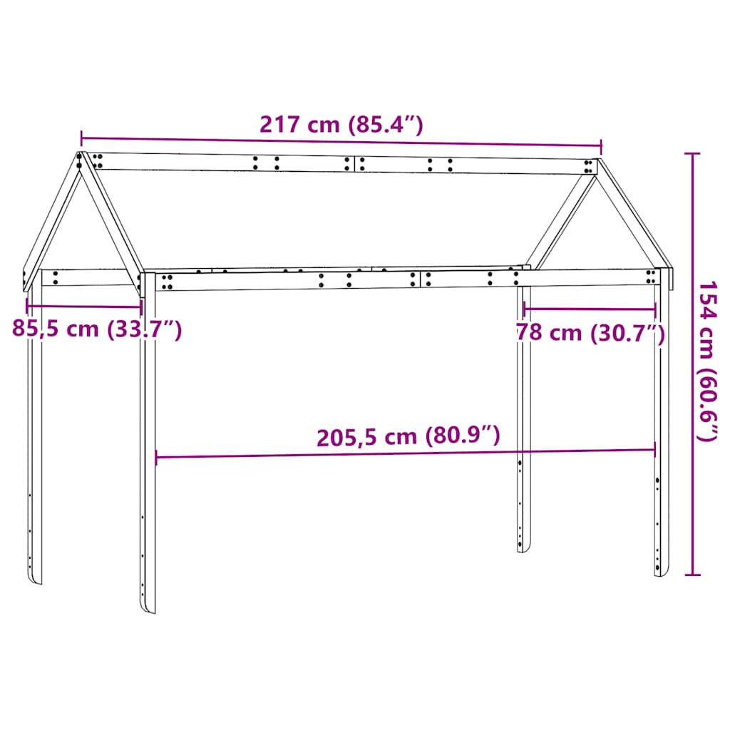 stel til husseng 217x85,5x154 cm massivt fyrretræ hvid