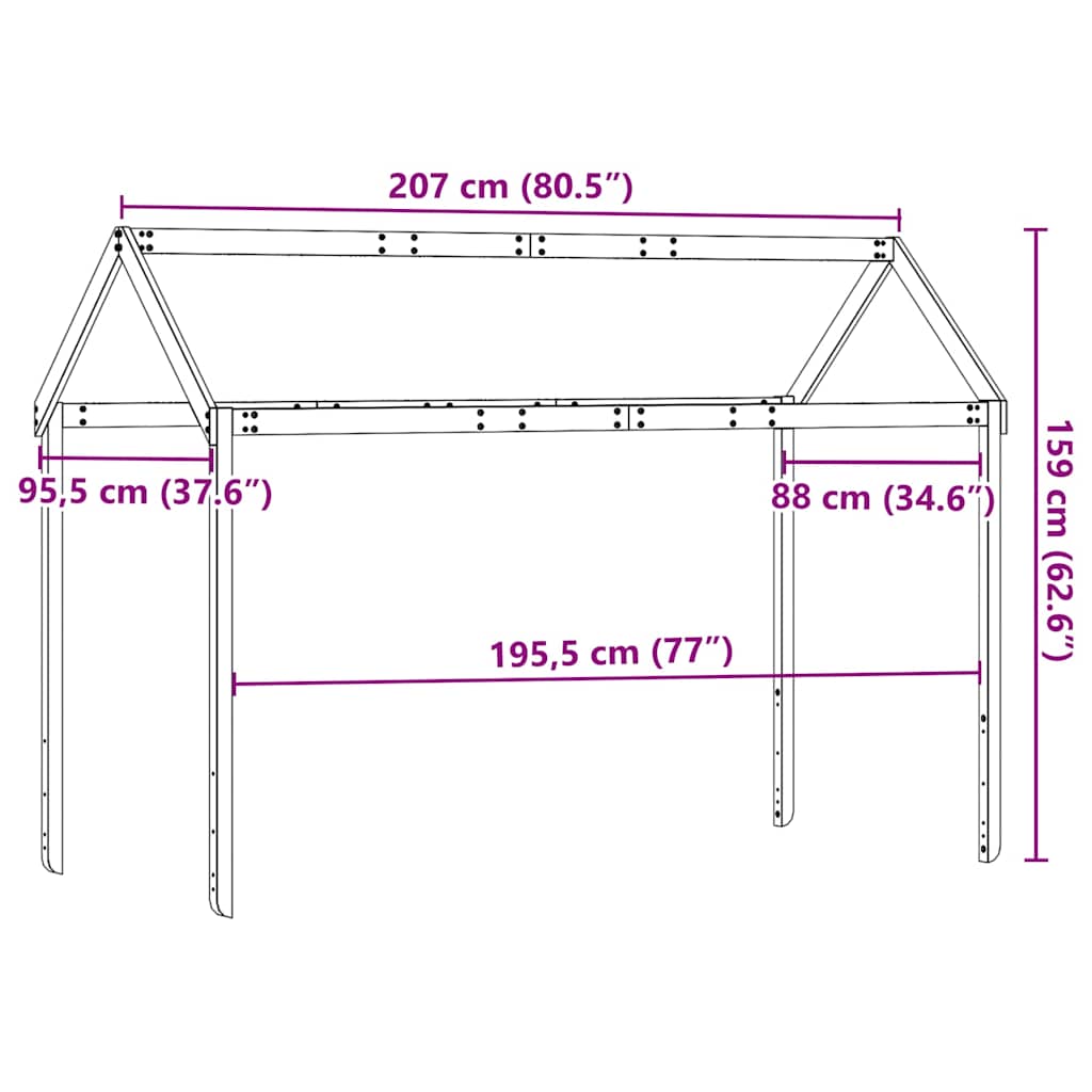 stel til husseng 207x95,5x159 cm massivt fyrretræ gyldenbrun