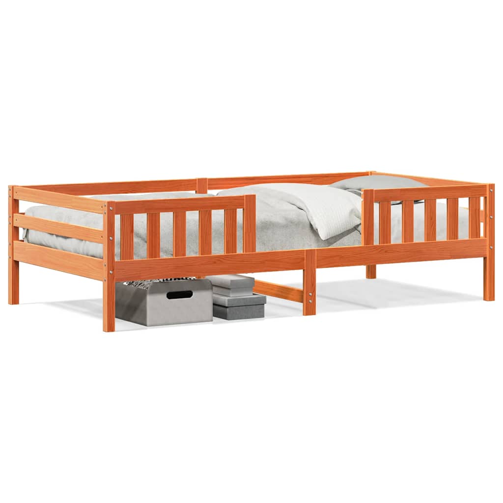 sengeramme uden madras 80x200 cm massivt fyrretræ gyldenbrun
