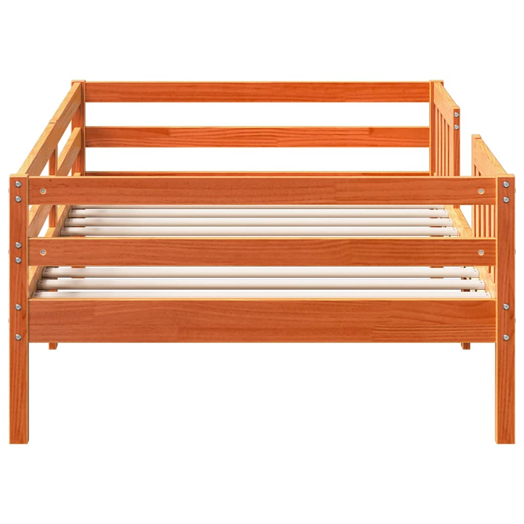 sengeramme uden madras 90x190 cm massivt fyrretræ gyldenbrun