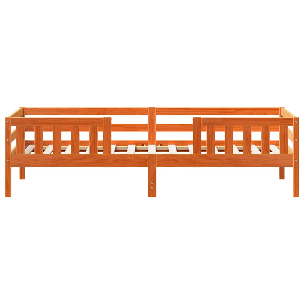 sengeramme uden madras 75x190 cm massivt fyrretræ gyldenbrun