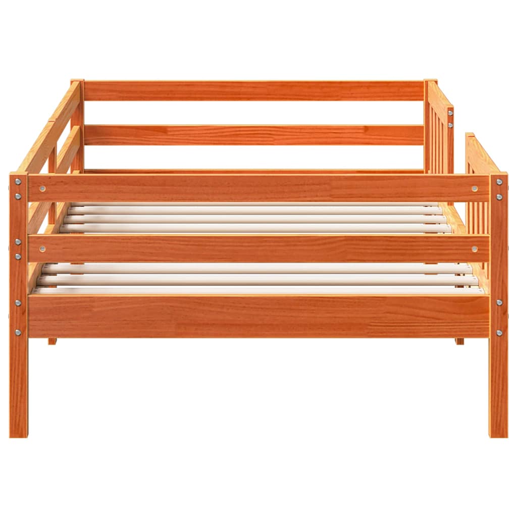 sengeramme uden madras 75x190 cm massivt fyrretræ gyldenbrun